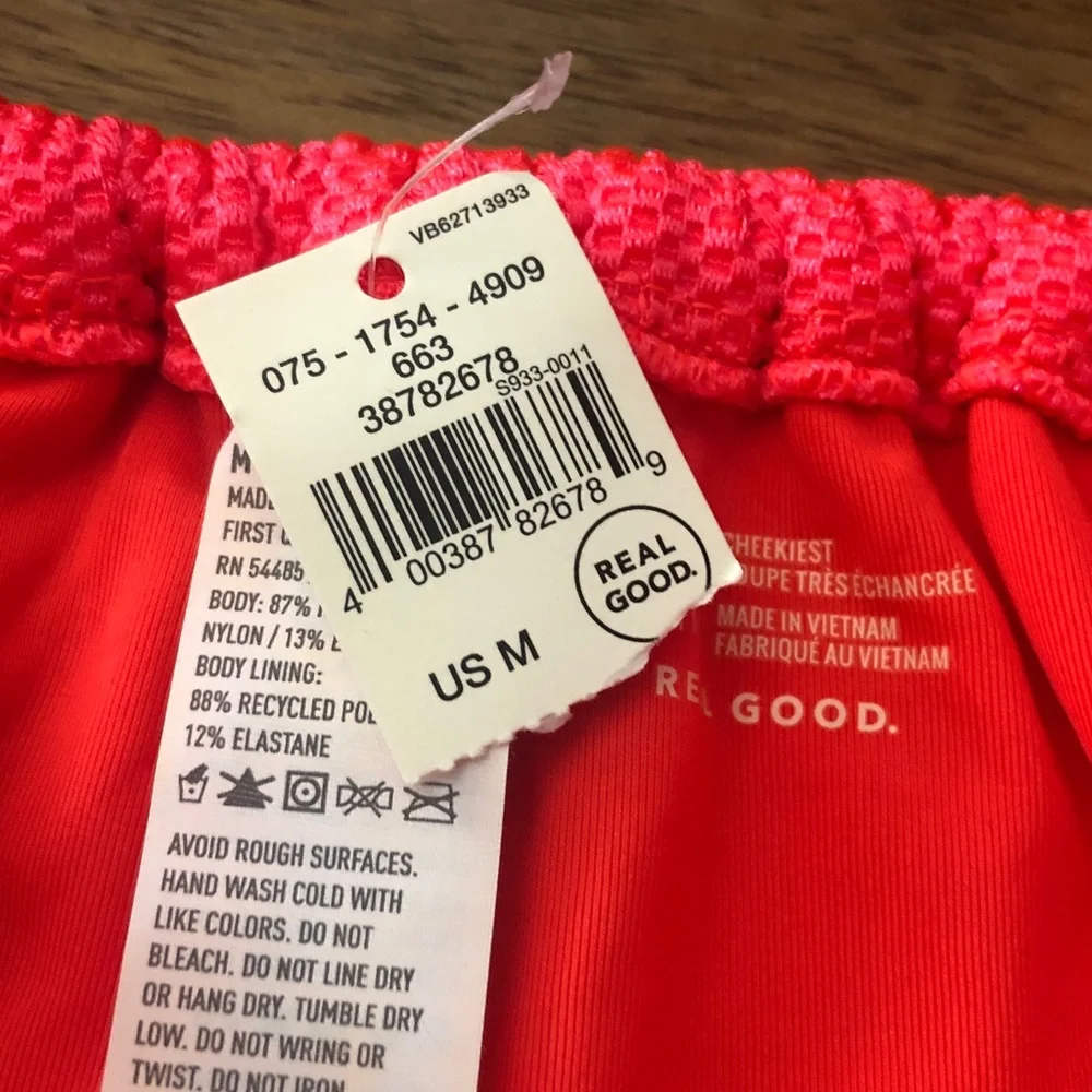 aerie Neon Coral Textured Bikini Bottom